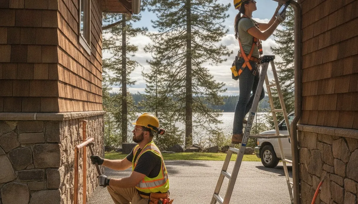 Spokane, WA plumber repairing a pipe for local plumbing service